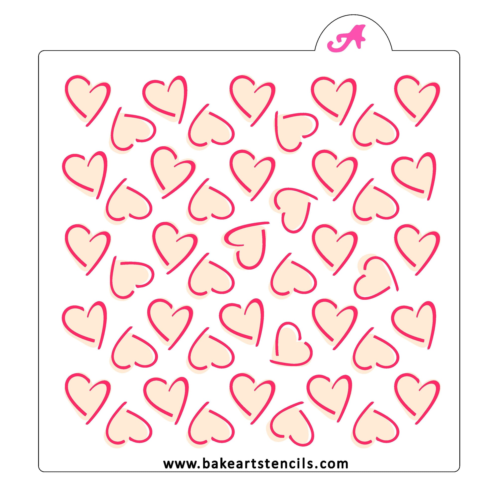 Highlighted Hearts Pattern Stencil Set bakeartstencil