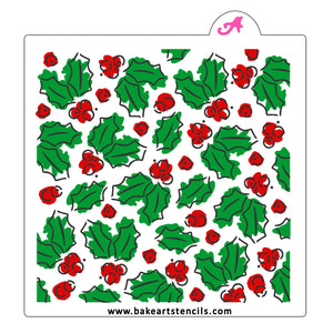 Holiday Holly Cookie Stencil Set bakeartstencils