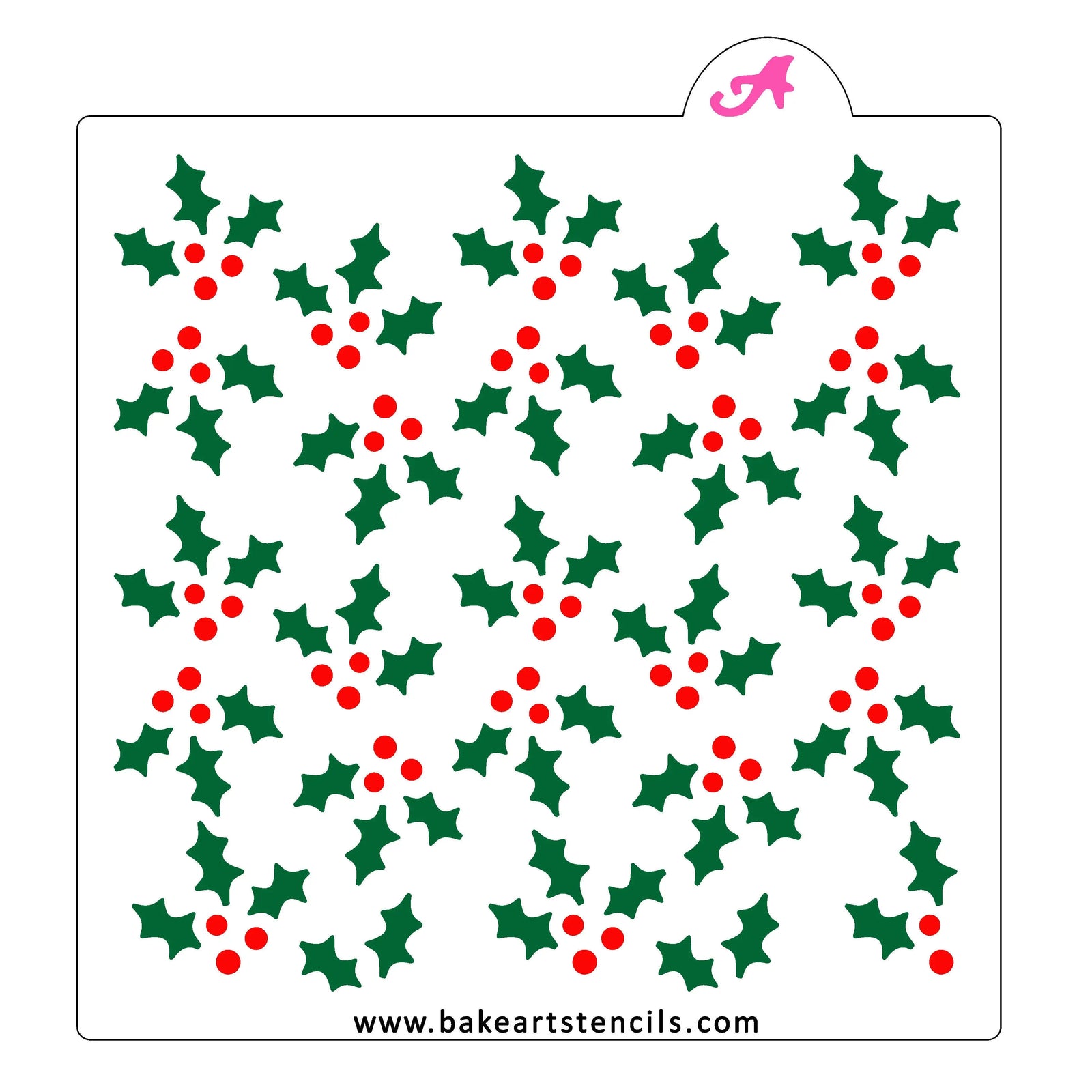Holly Berry Pattern Cookie Stencil, a 2-piece design to decorate Christmas Cookies. 