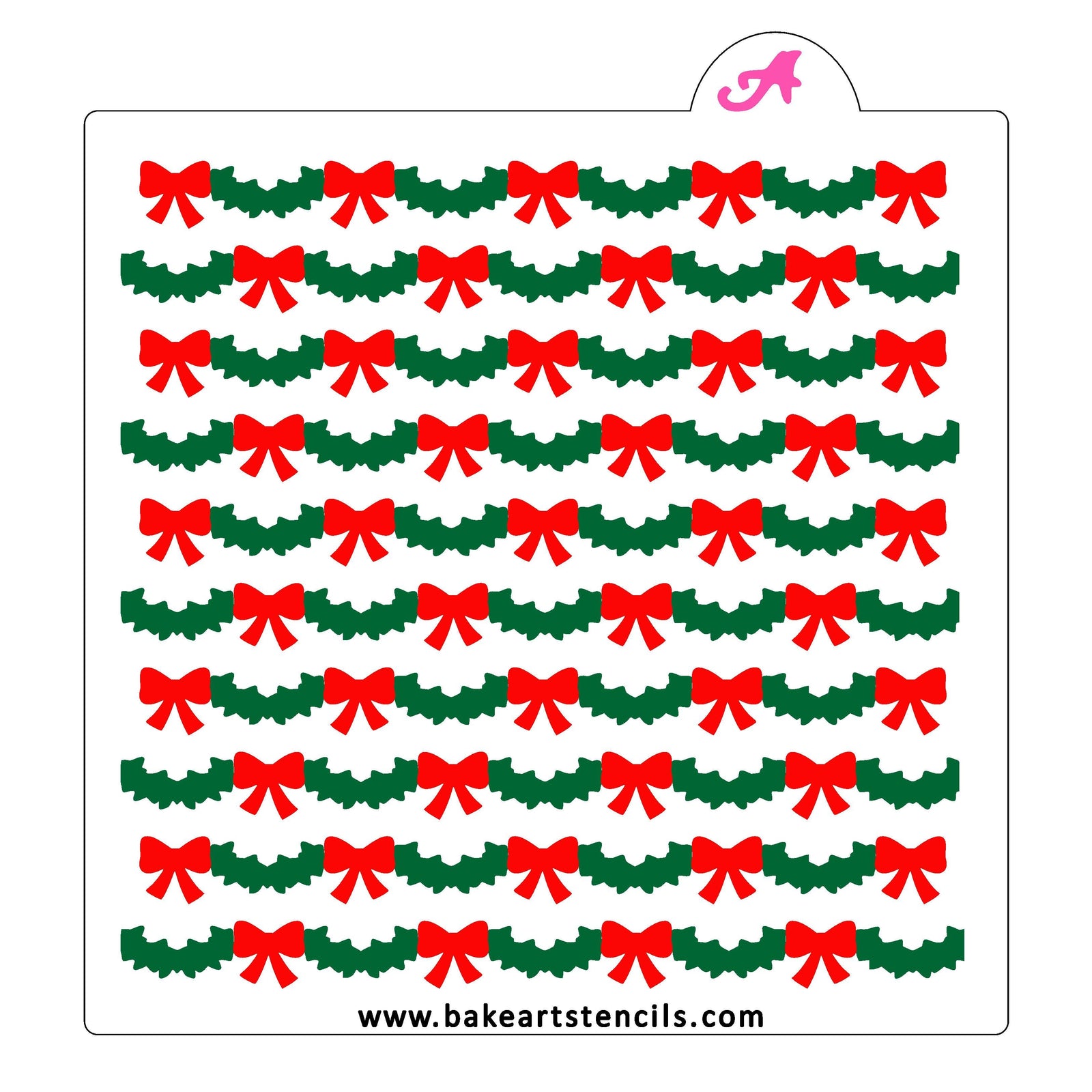 Holly and Bows Pattern Stencil Set bakeartstencil