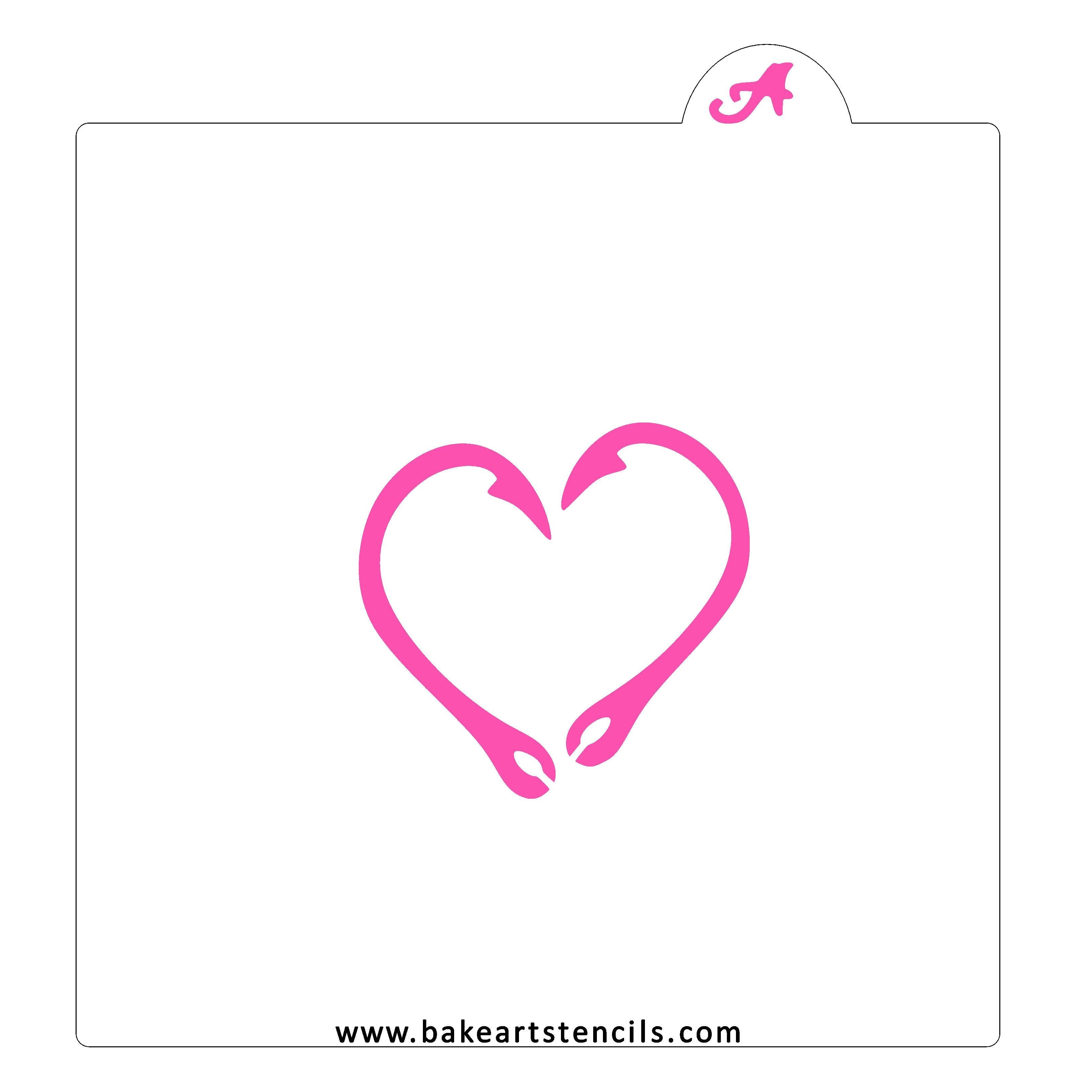 Hooked My Heart Stencil Fish Hook Cookie Stencil bakeartstencils