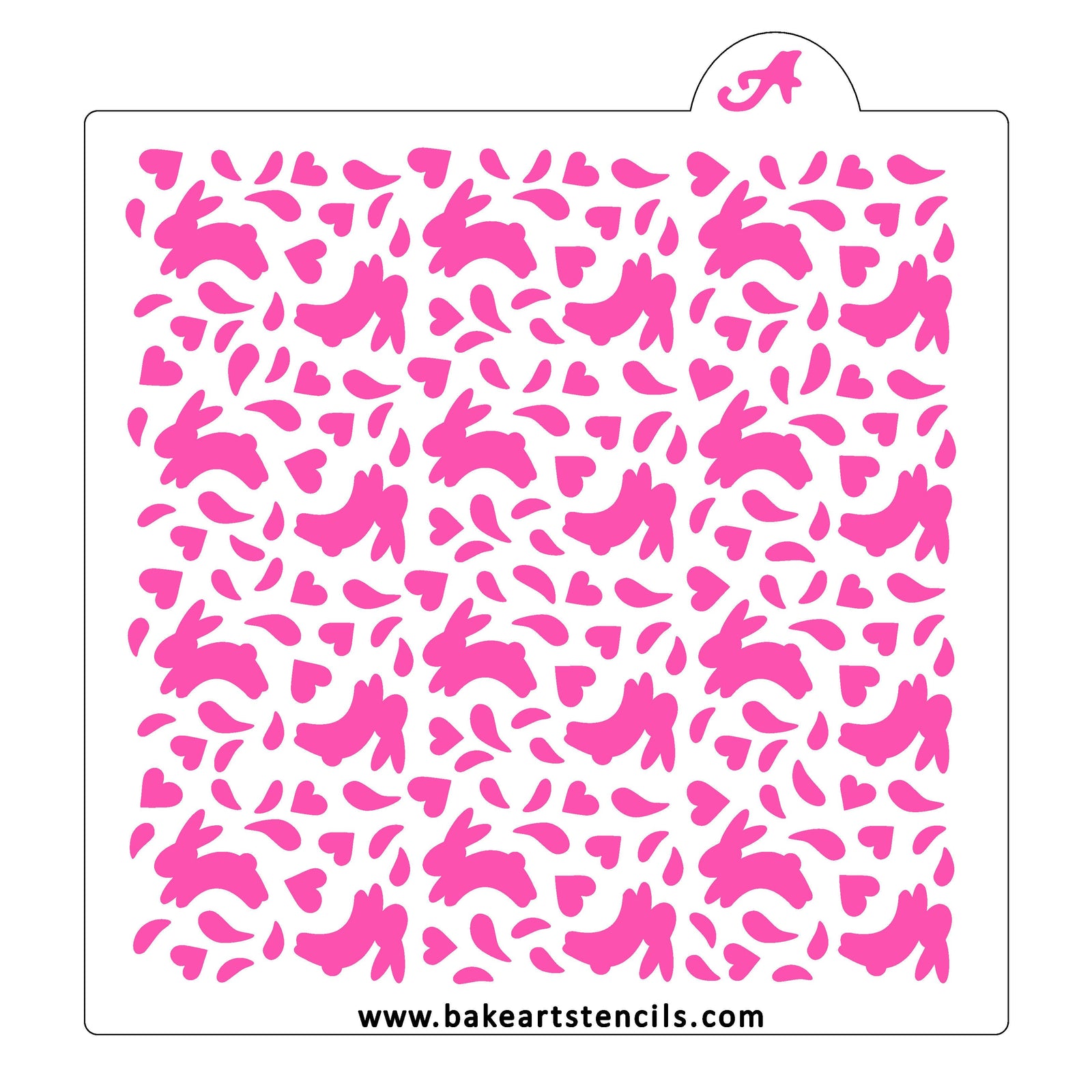 Hoppy Hearts Pattern Cookie Stencil bakeartstencil