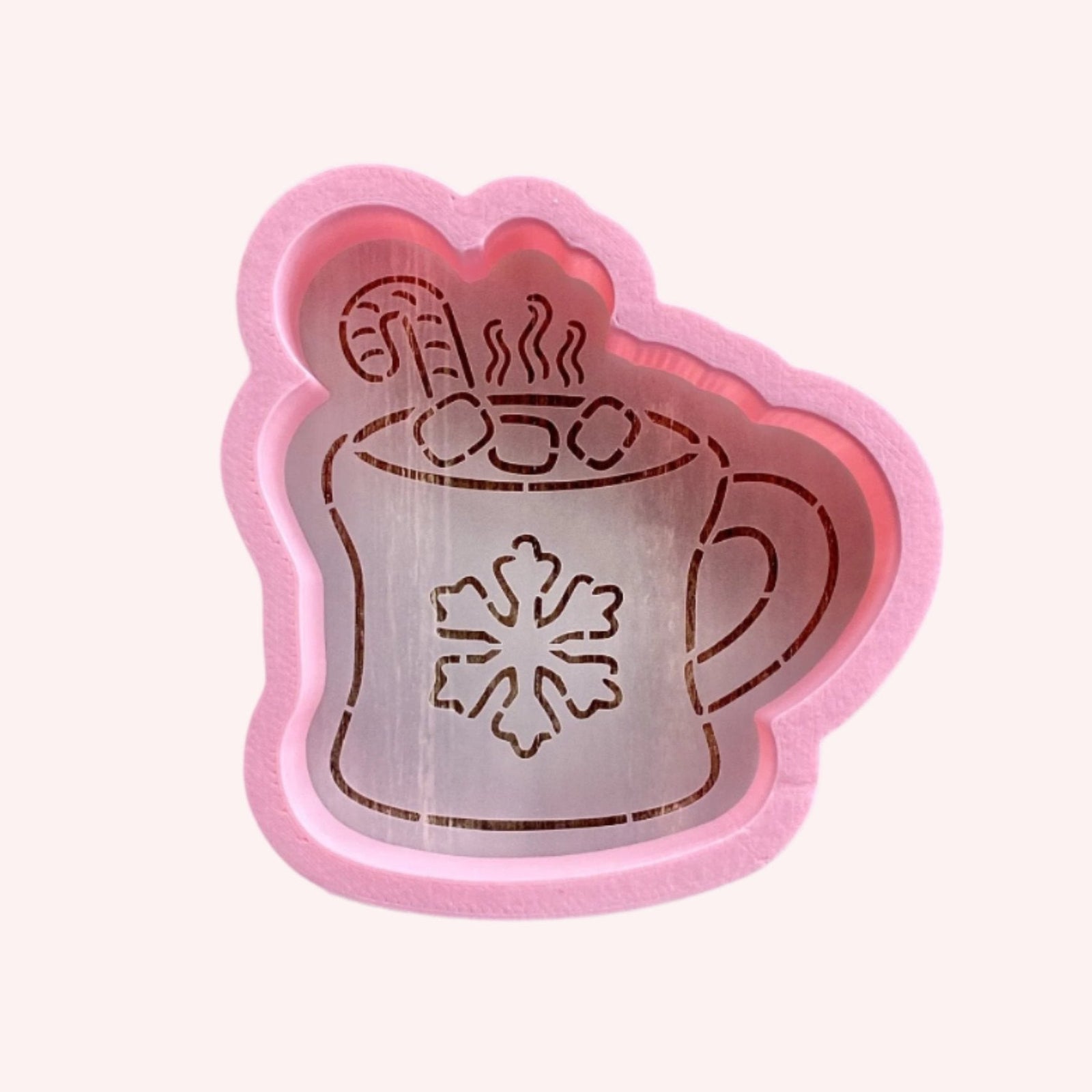 Hot Chocolate Cookie Stencil and Cutter, a two piece set for decorating sweet winter cookies.