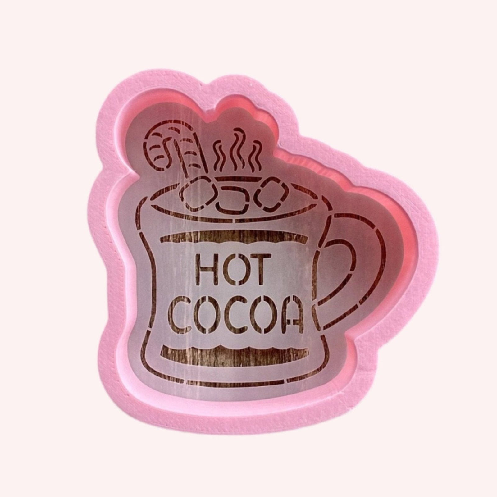 Hot Cocoa Cookie Stencil with Cookie Cutter, a 2-piece set for decorating Winter and Christmas Cookies.