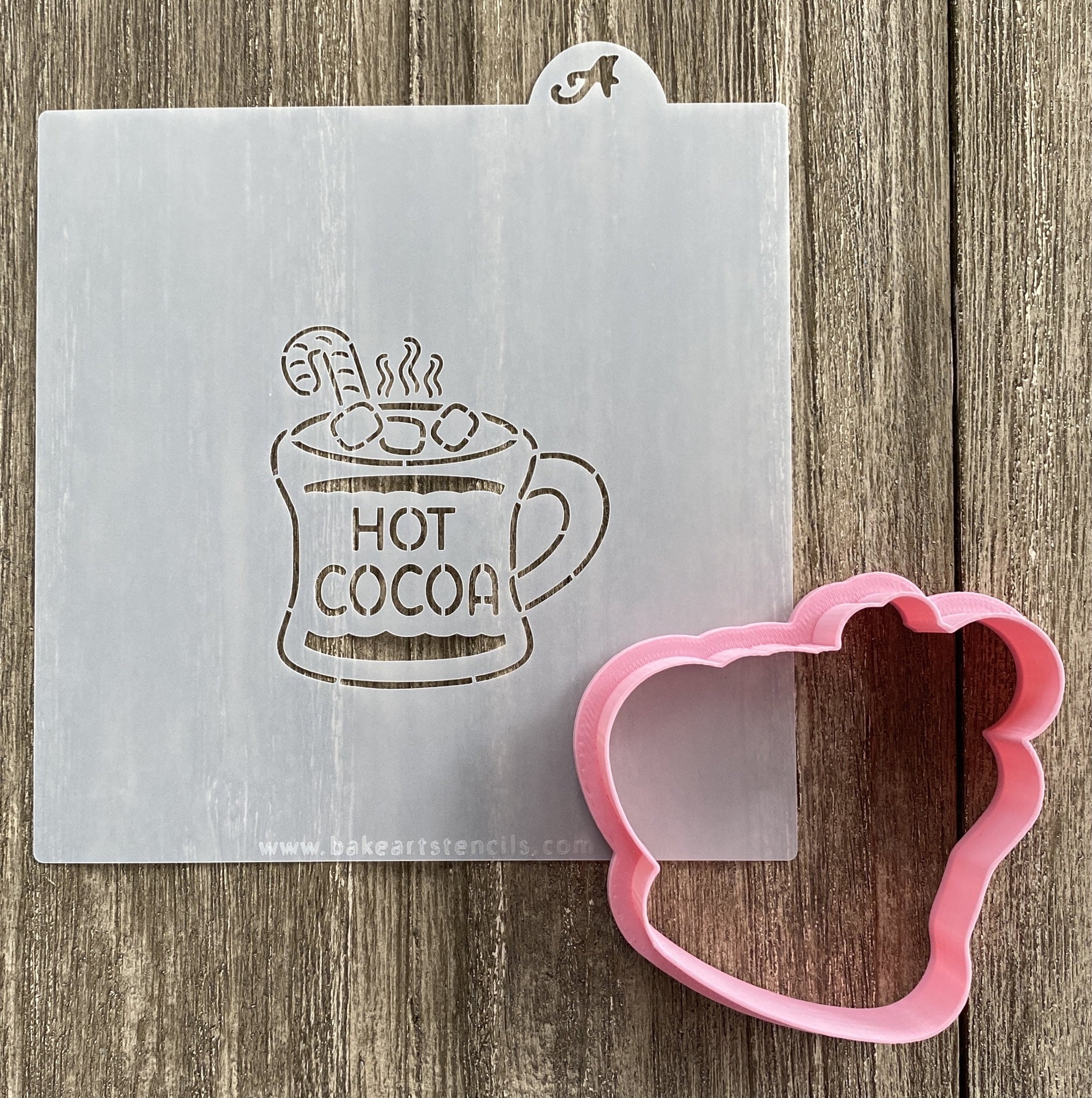 Hot Cocoa Cookie Stencil with Cutter bakeartstencil