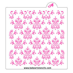 Lacey Damask Pattern Cookie Stencil bakeartstencil