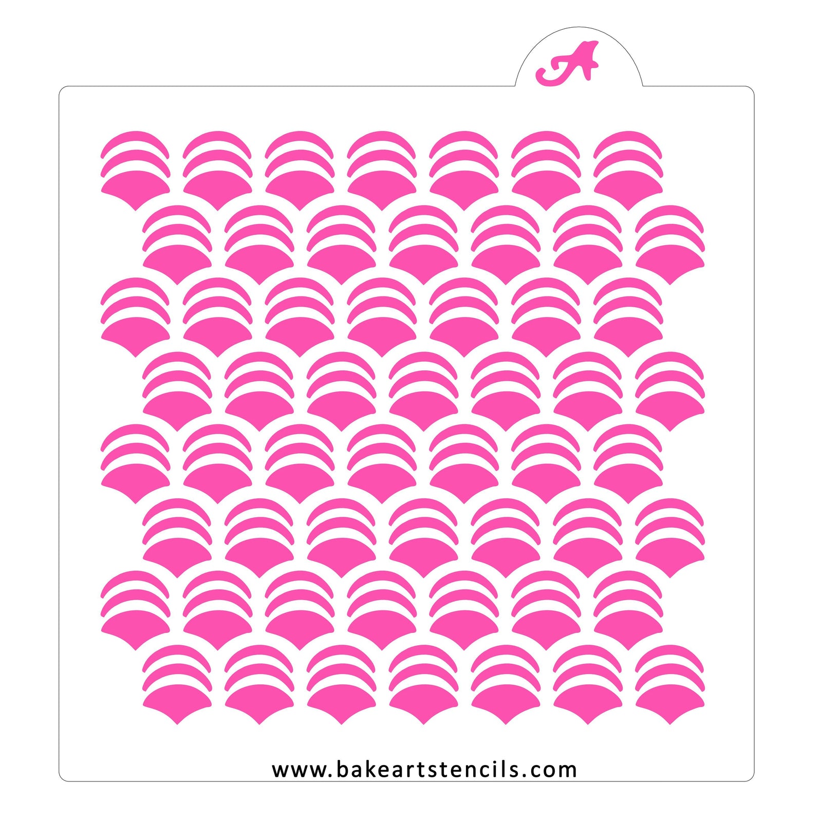 Layered Fish Scale Pattern Stencil bakeartstencil