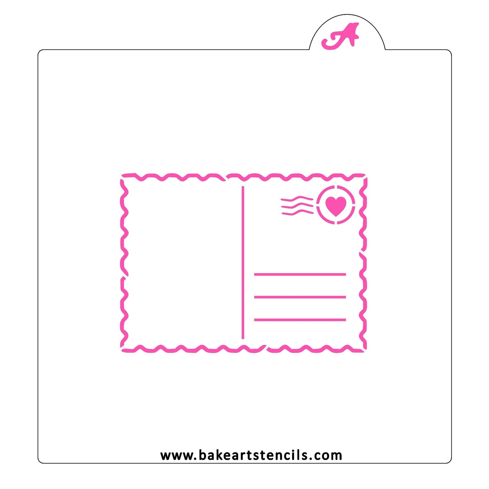 Sending My Love stenciled cookie decorated with black edible marker.