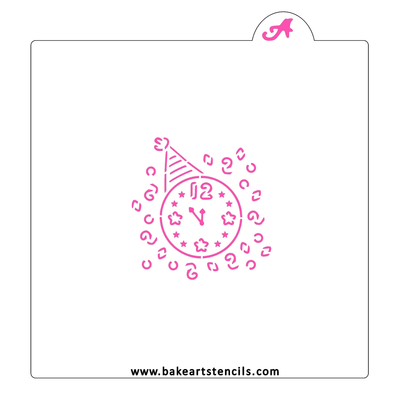 New Years Clock PYO Stencil bakeartstencil