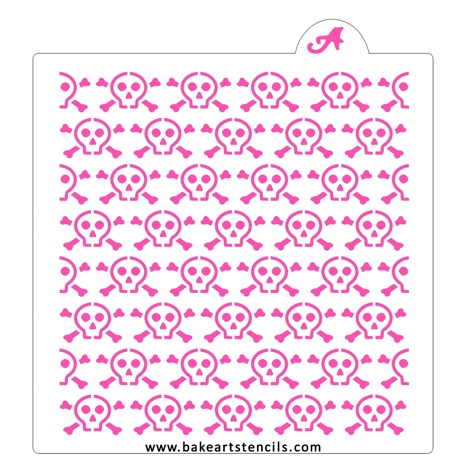Pirate & Bones Pattern Cookie Stencil, a skull design for decorating sugar cookies.