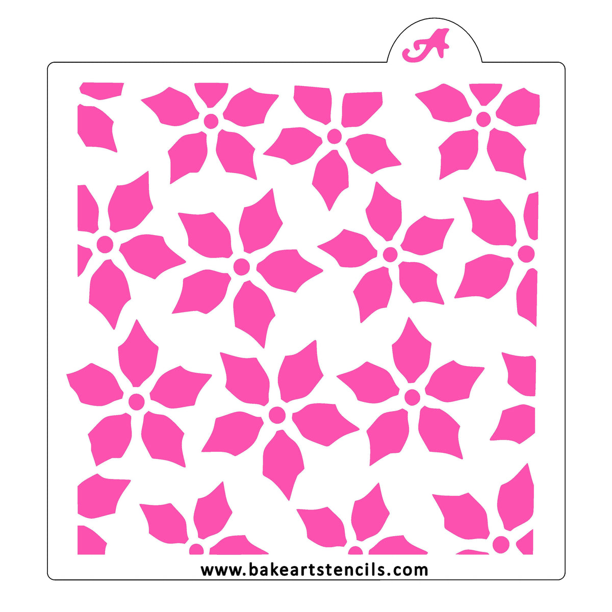 Poinsettia Flower Pattern Cookie Stencil - bakeartstencils