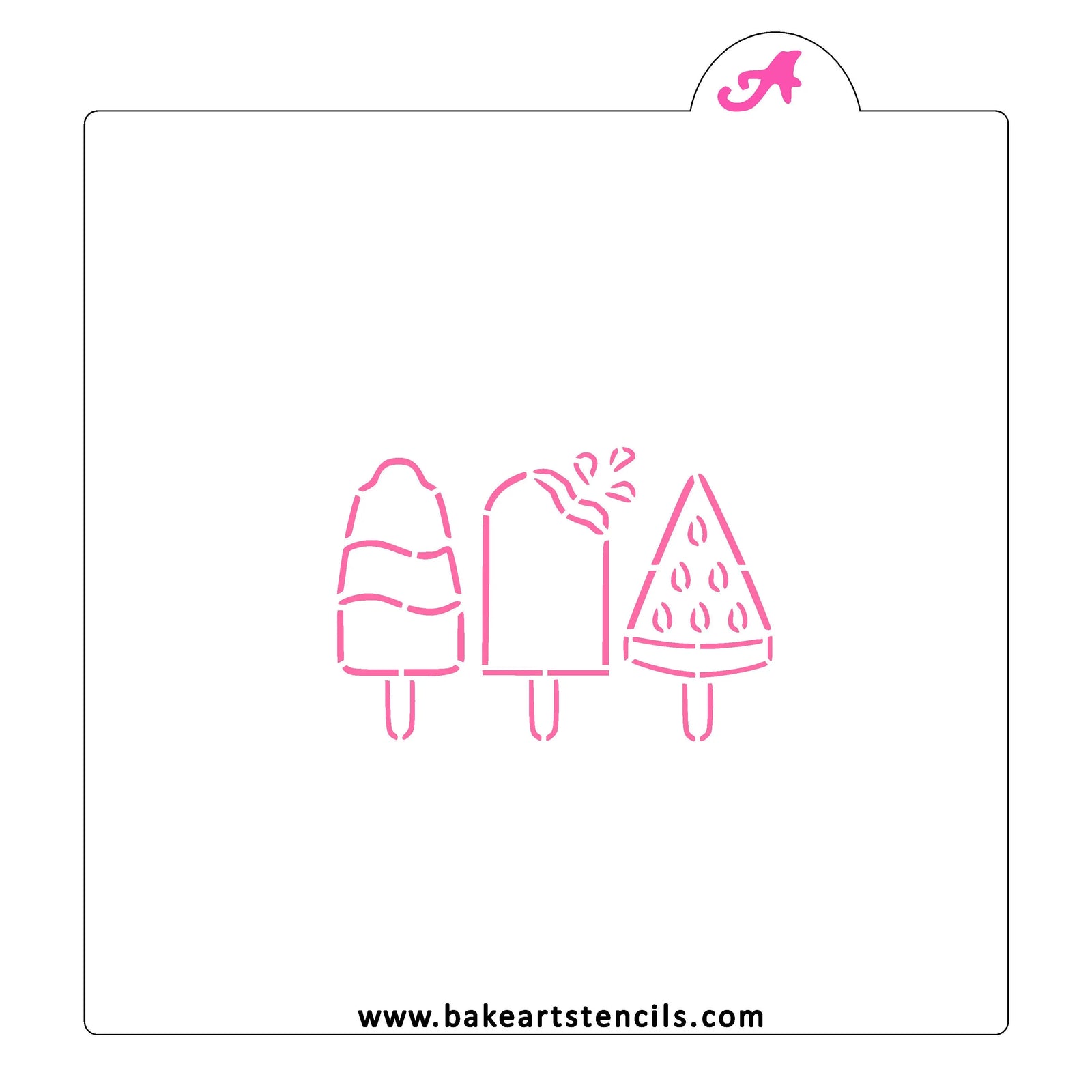 Popsicle Party PYO Cookie Stencil bakeartstencil