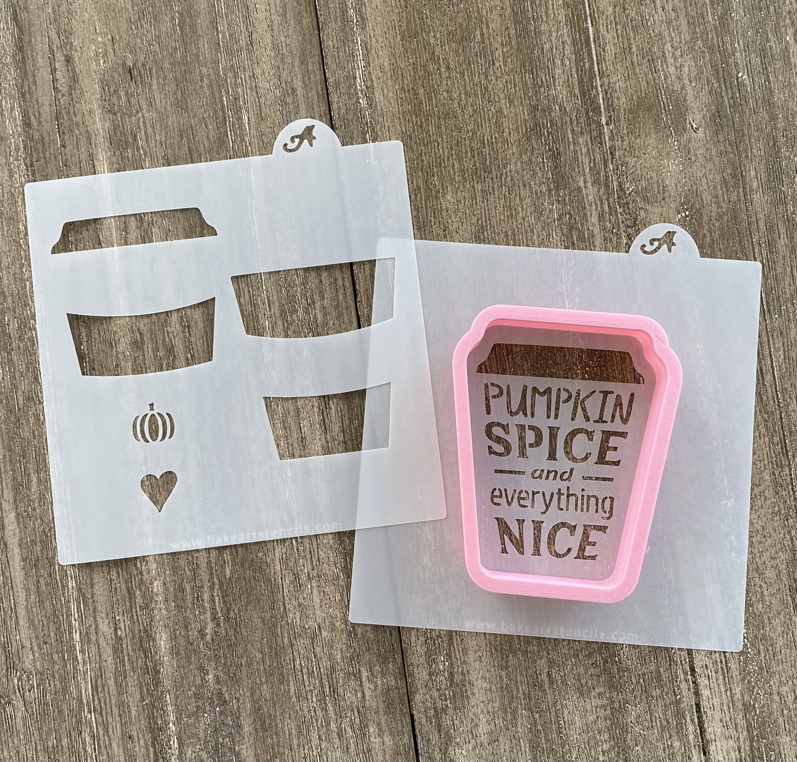 Pumpkin Love Coffee Cookie Stencils with Cutter bakeartstencil