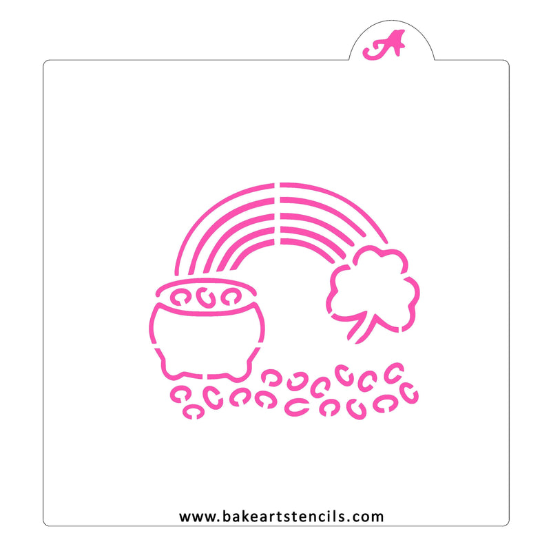 Rainbow Pot of Gold PYO Cookie Stencil - bakeartstencils