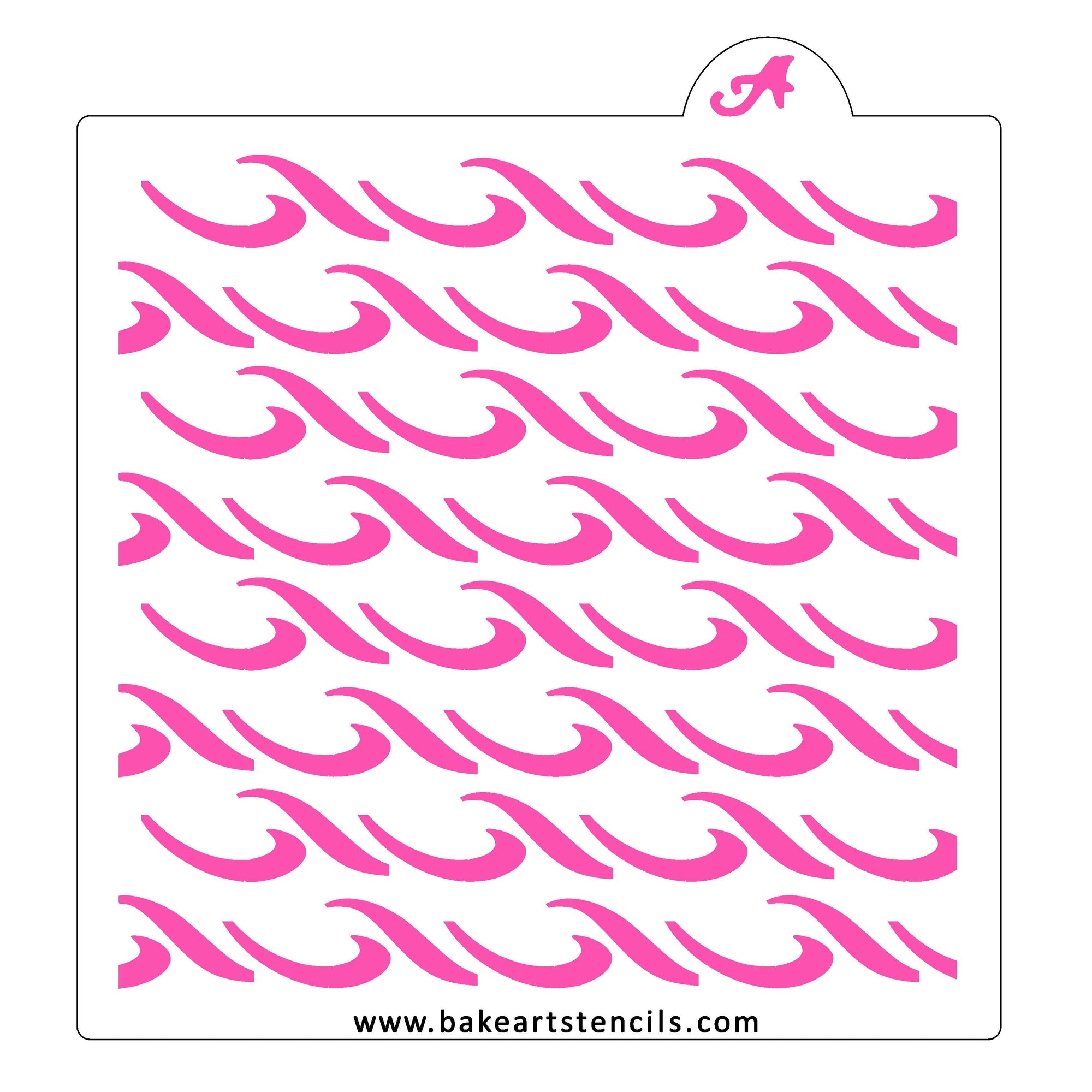 Rolling Waves Pattern Stencil bakeartstencil