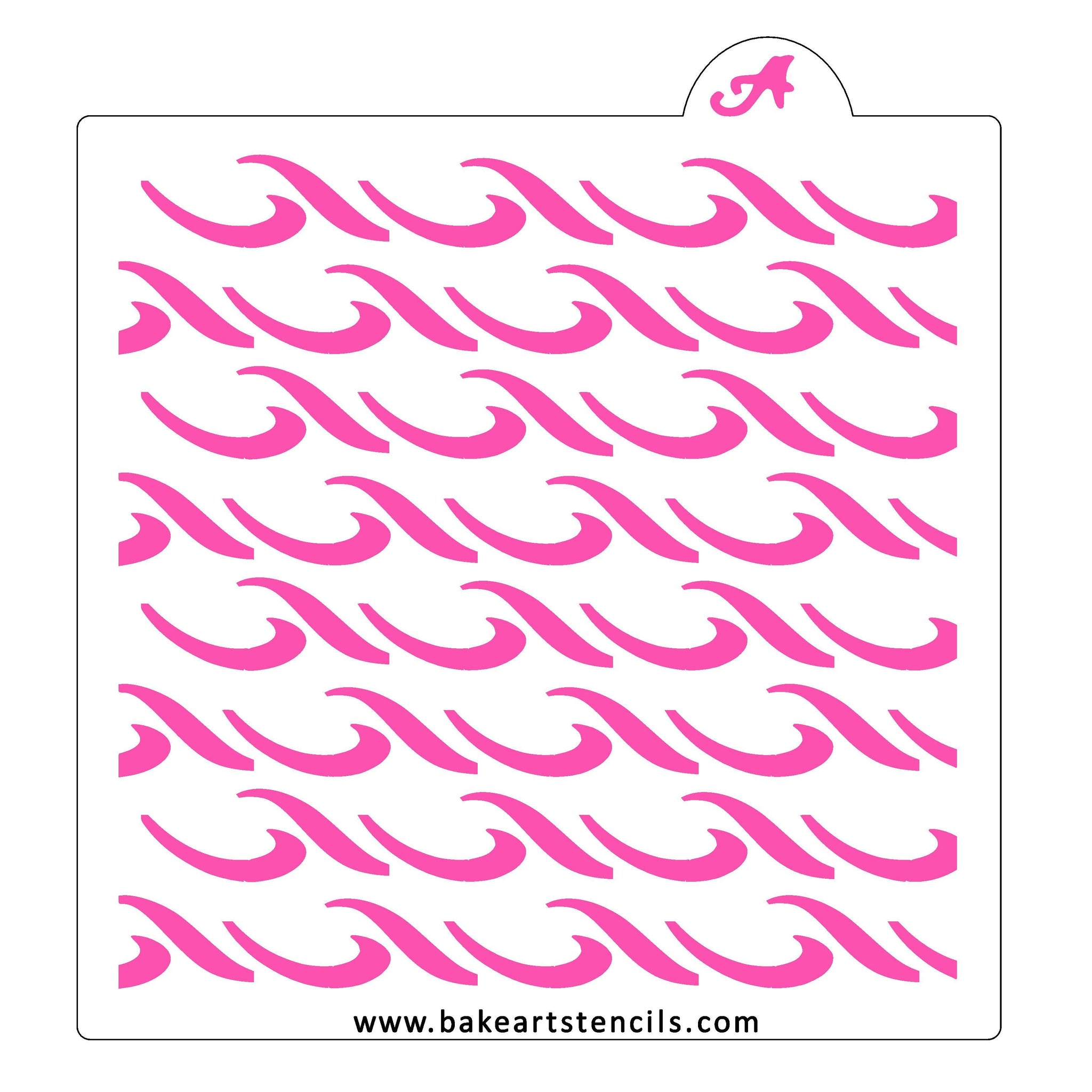 Rectangular Wave Roll Pattern Rolling Waves Pattern Stencil - bakeartstencils