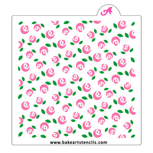 Rosy Rosebuds Cookie Stencil bakeartstencil