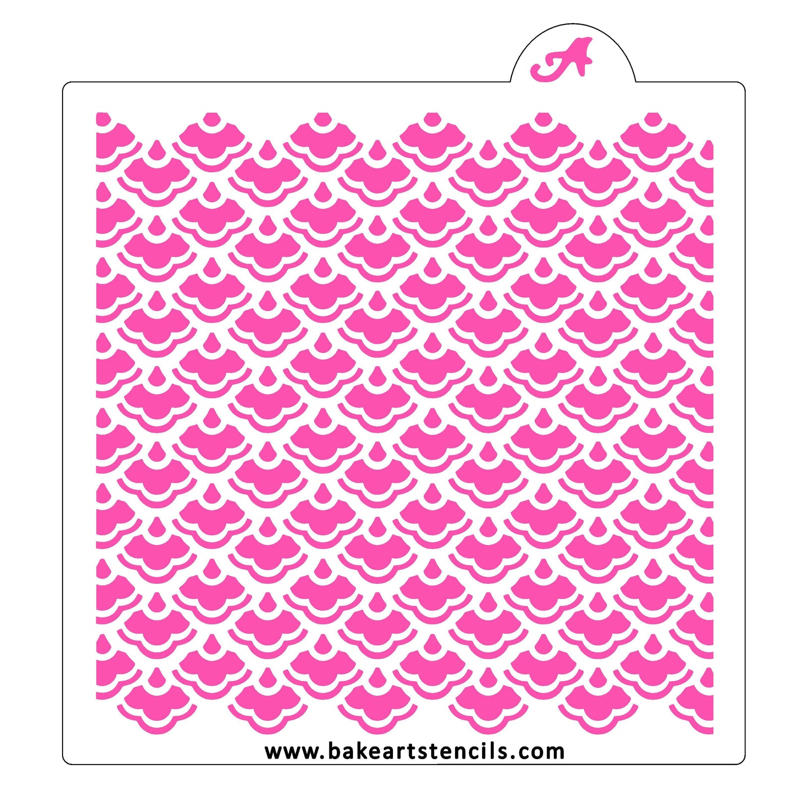Ruffled Fish Scale Pattern Stencil bakeartstencil