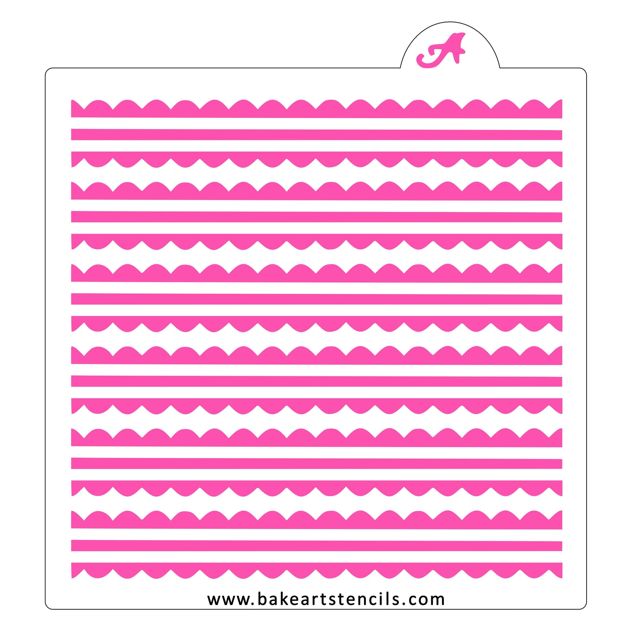 Scallop Ribbon Vector Scalloped Ribbons Stencil - bakeartstencils