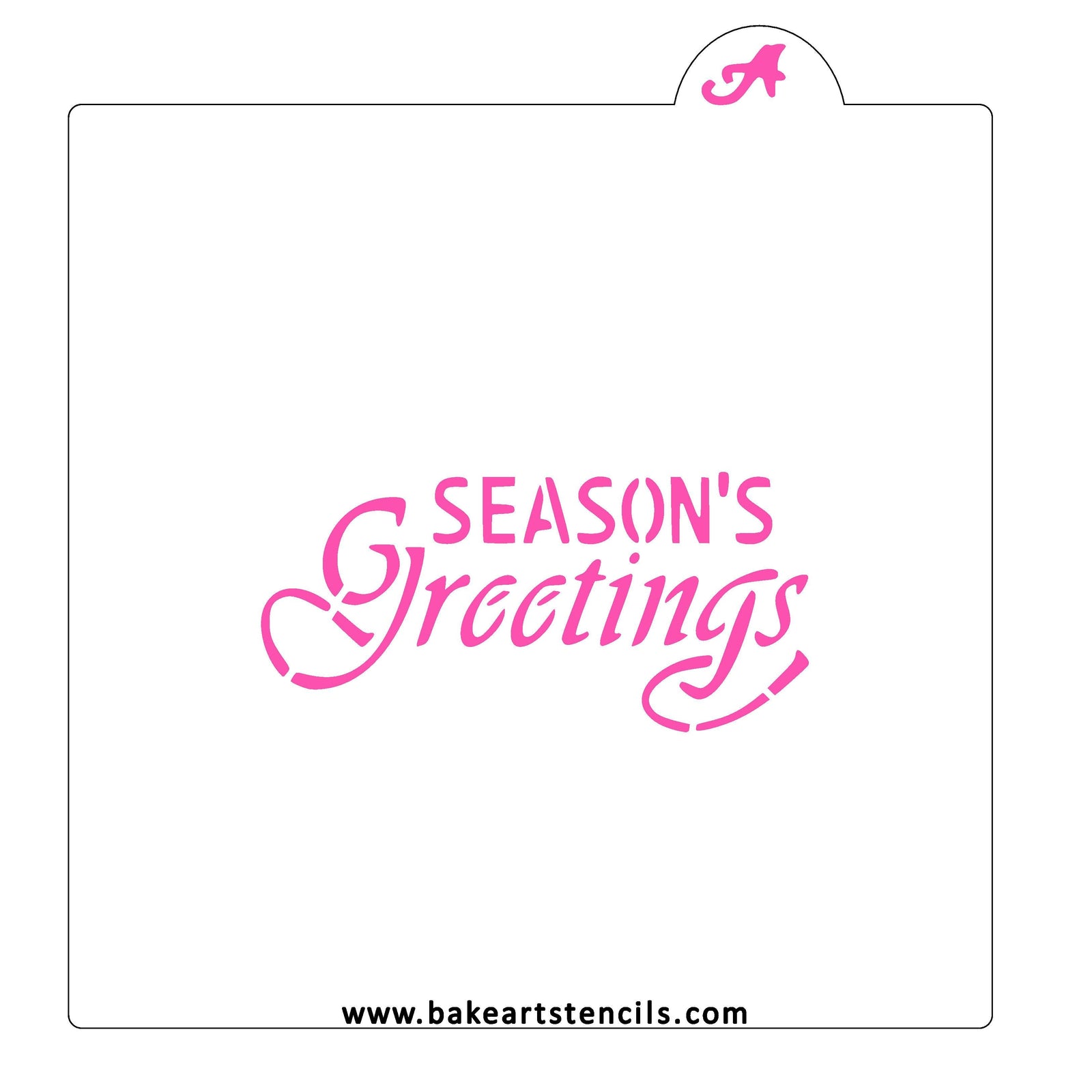 Scrolly Seasons Greetings Stencil bakeartstencil