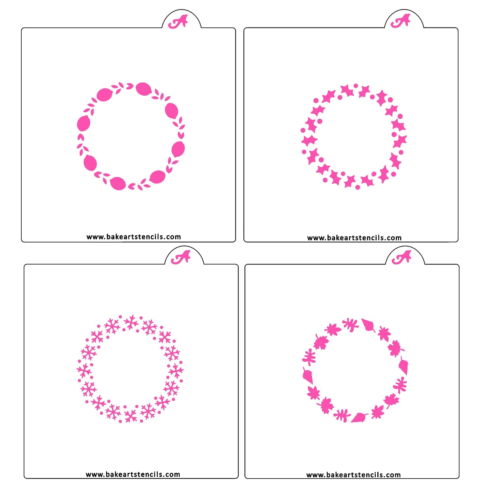 Seasonal Borders Cookie Stencil Set bakeartstencil