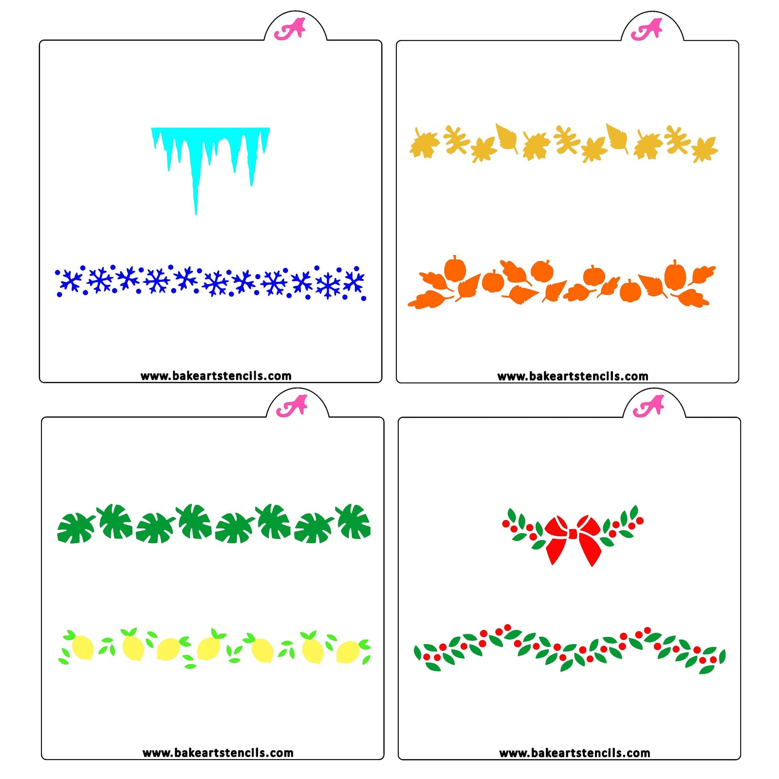 Seasonal Garland Cookie Stencil Set bakeartstencil