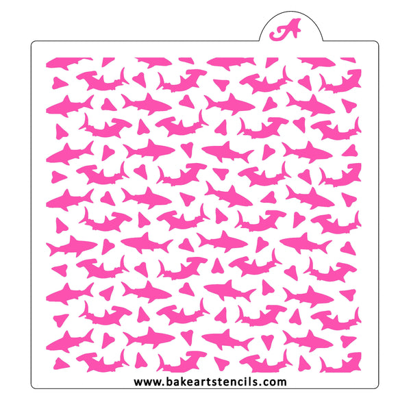 Shark Bait Pattern Cookie Stencil - bakeartstencils