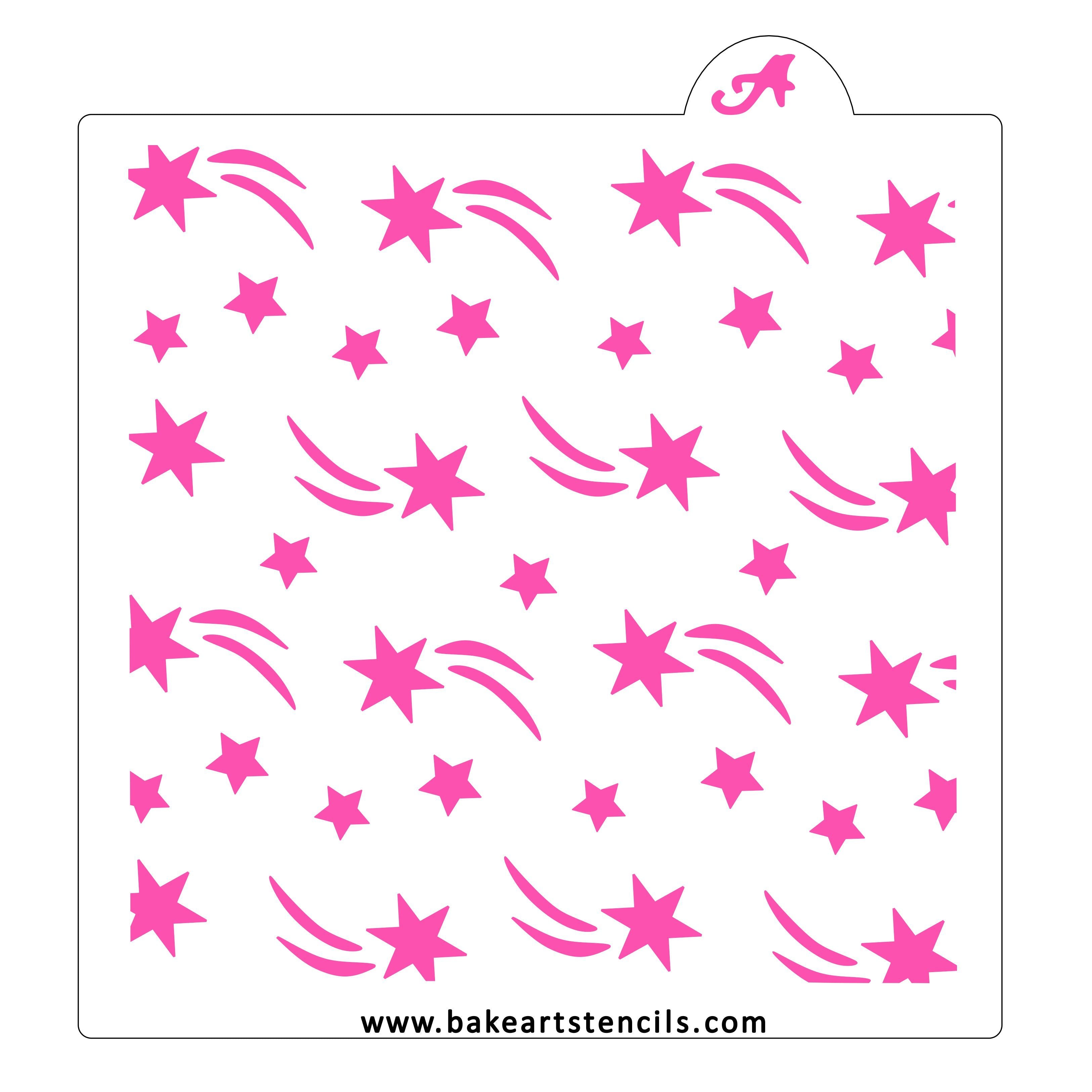 Shooting Star Shape Pattern Shooting Stars Pattern Stencil - bakeartstencils