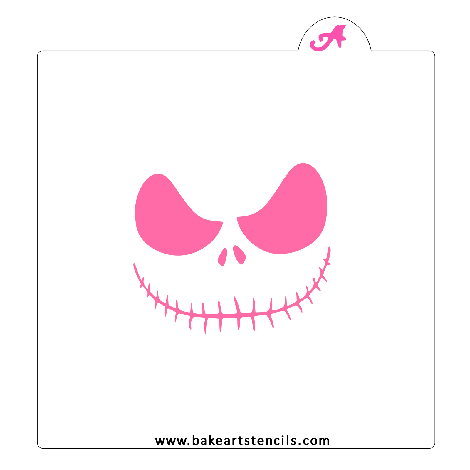 Skeleton Face Cookie Stencil, a scary design to decorate Halloween Cookies, available in several sizes.