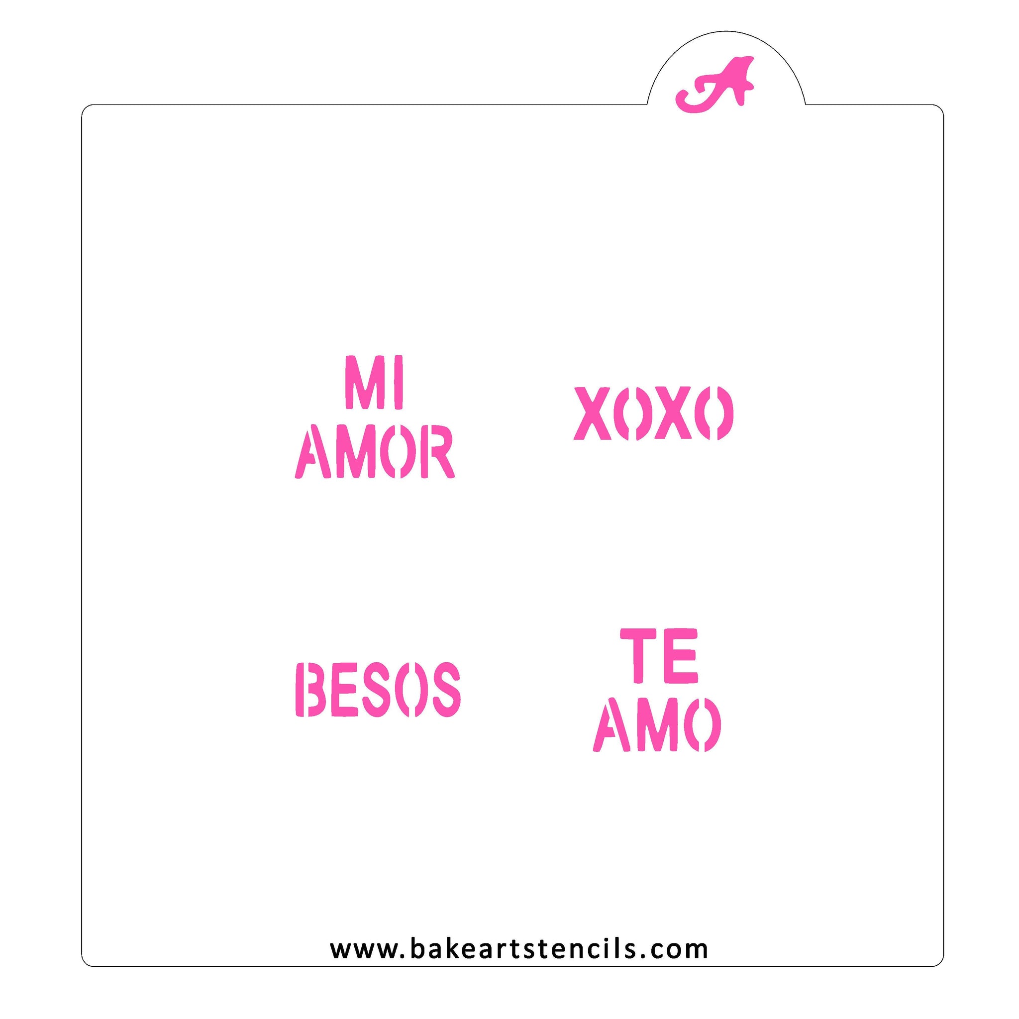 Spanish Conversation Heart Oreo Stencil - bakeartstencils