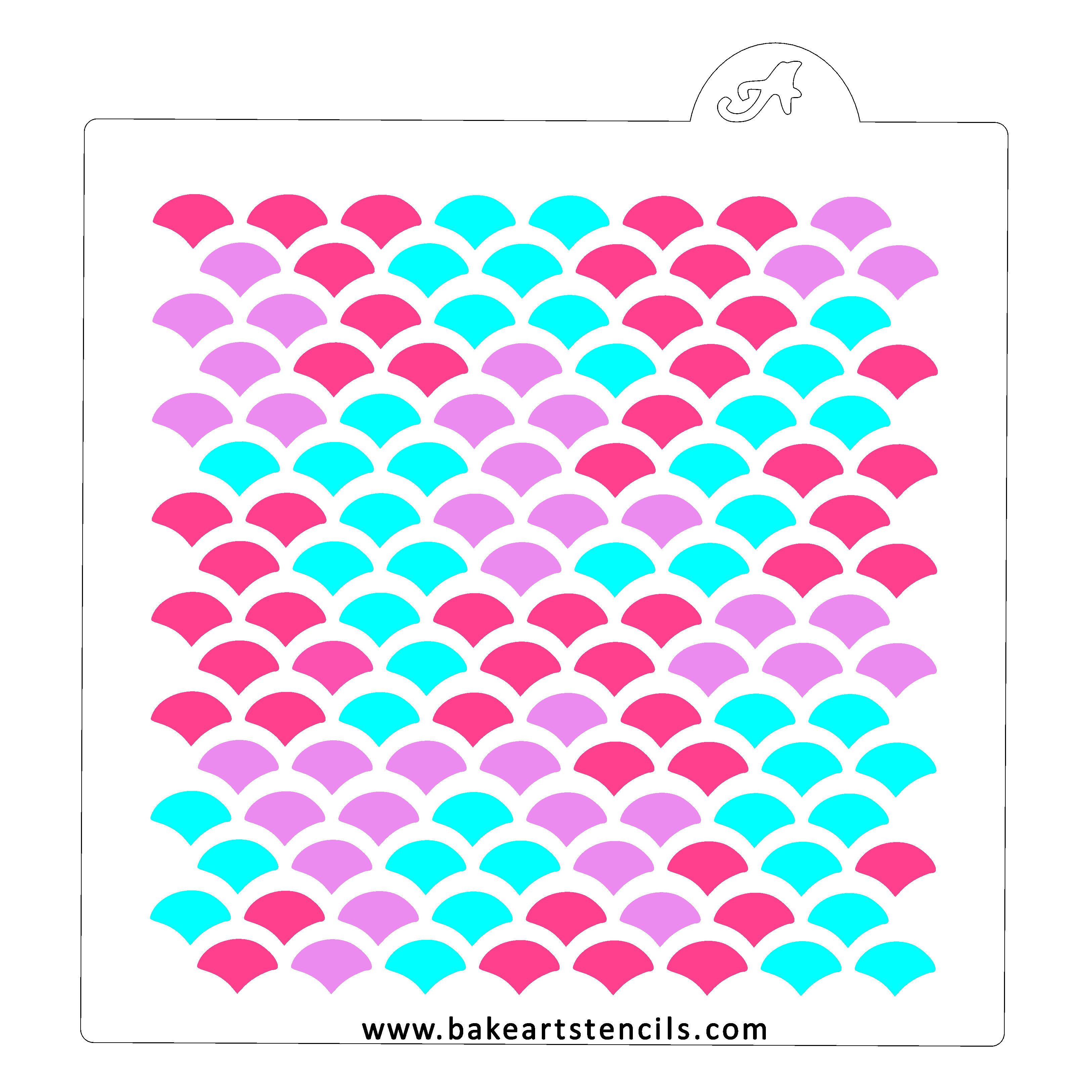 Sparkly Fish Scales Stencil Set | Mermaid Cookie Stencil - bakeartstencils