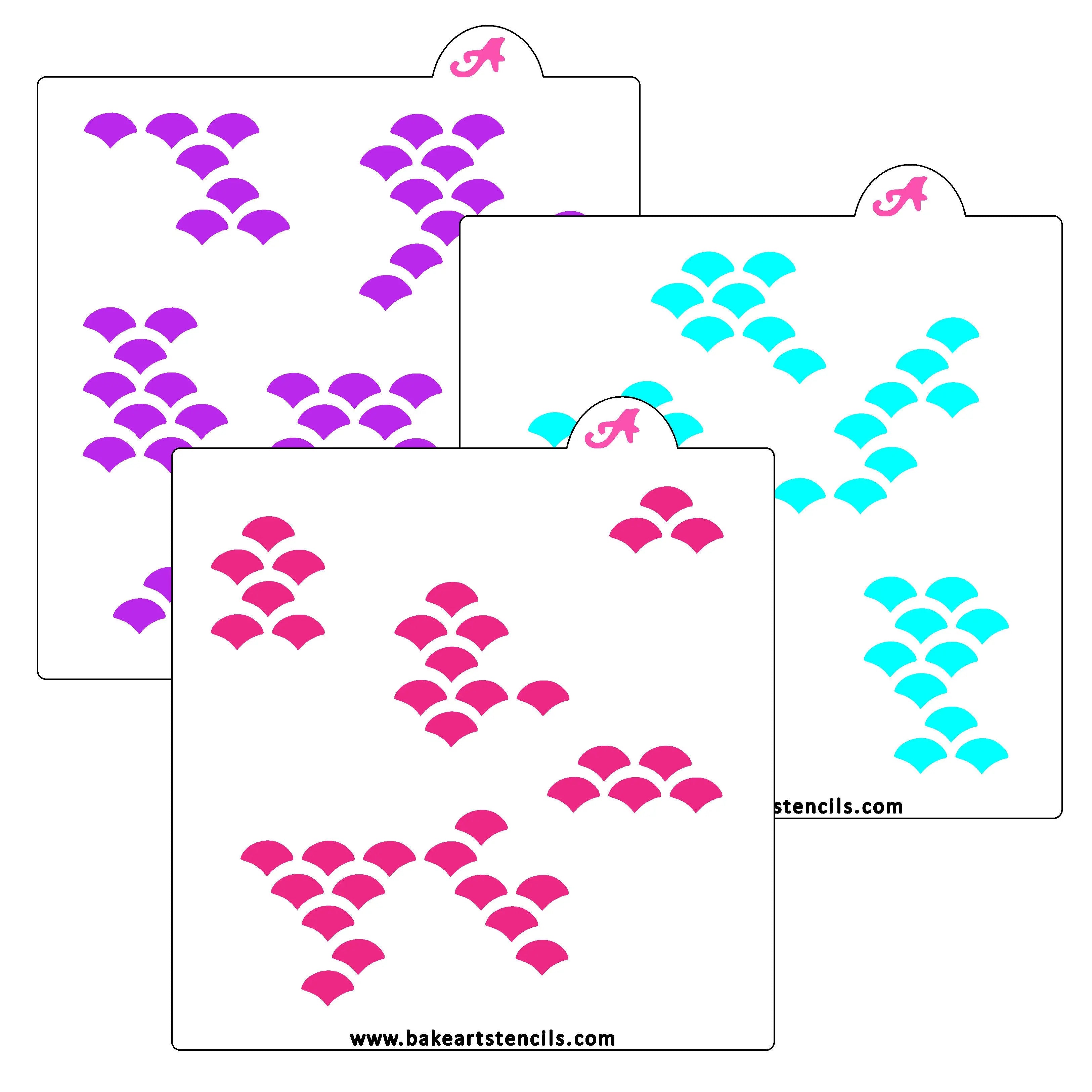 Sparkly Fish Scales Stencil Set | Mermaid Cookie Stencil - bakeartstencils