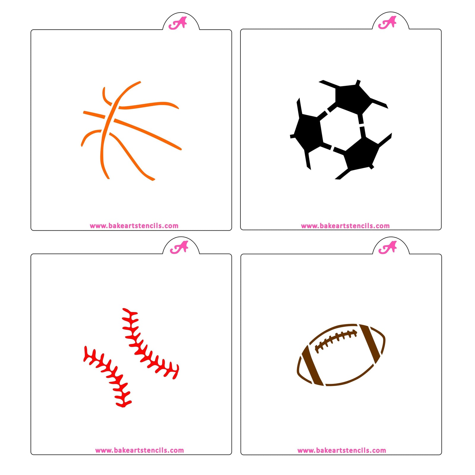 Sports Balls Cookie Stencil Set bakeartstencil