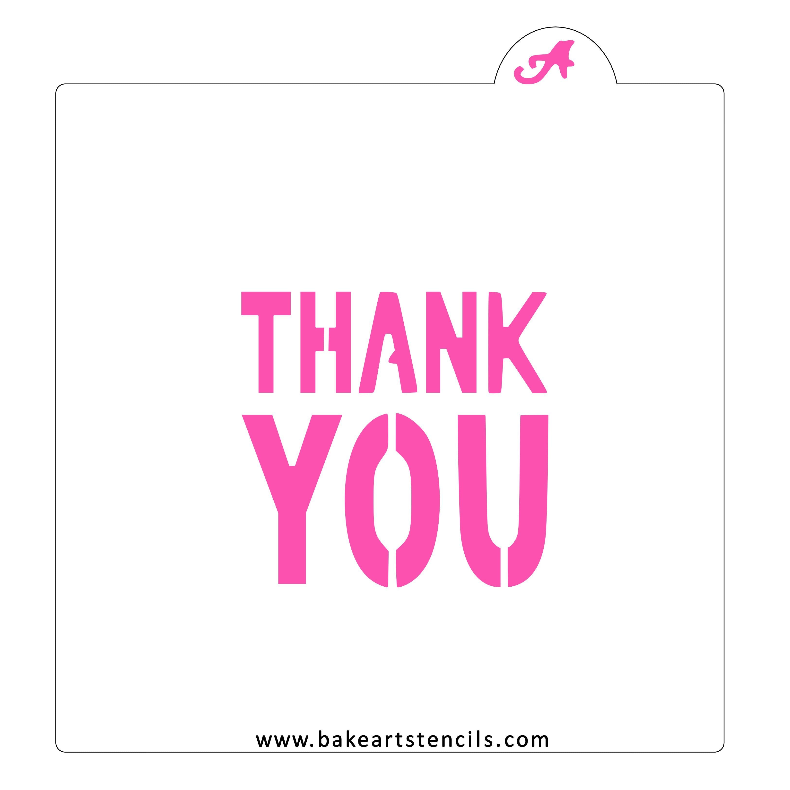 Squared Thank You Stencil | Thanks Cookie Stencil - bakeartstencils