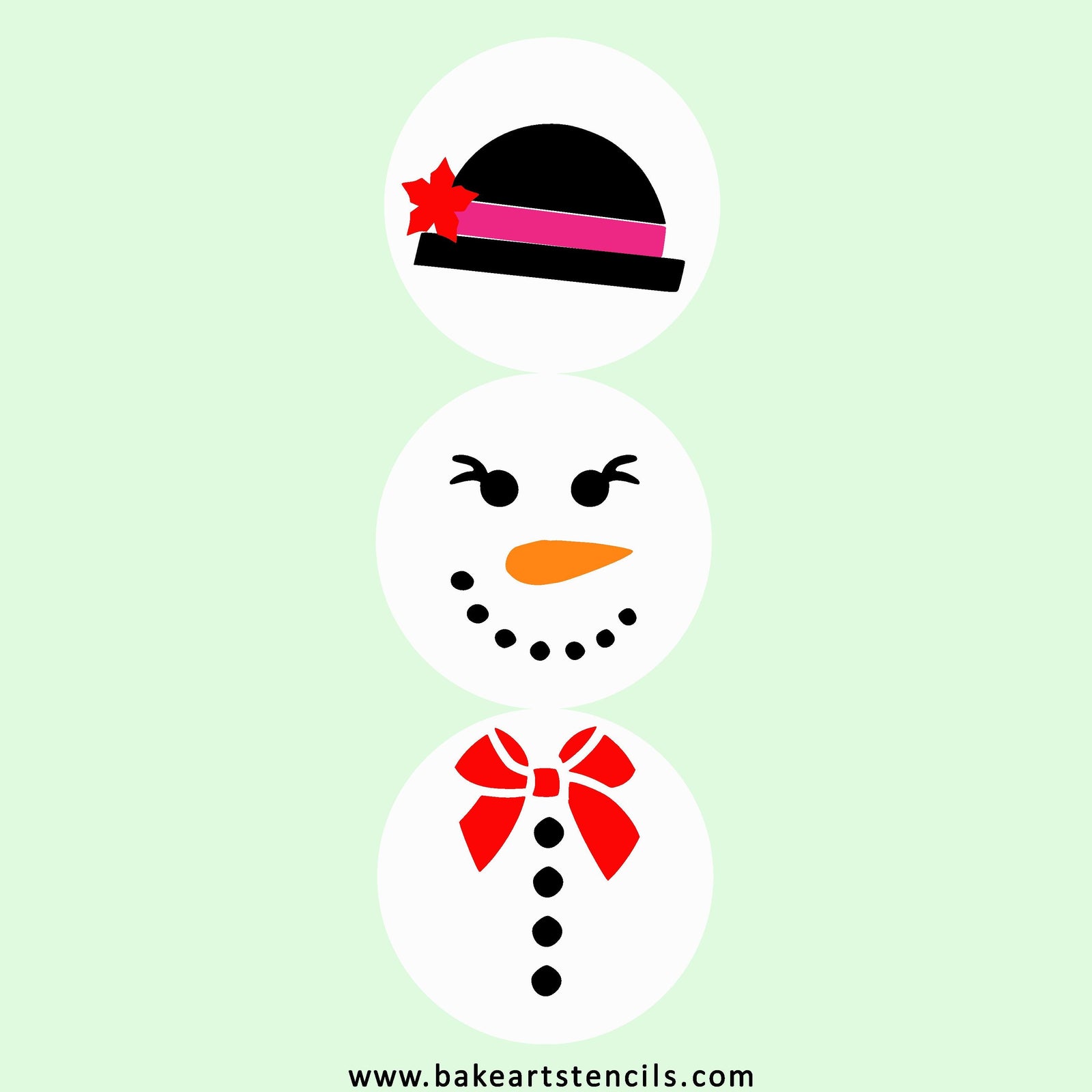 Stackable Snow Girl Cookie Stencil Set bakeartstencil