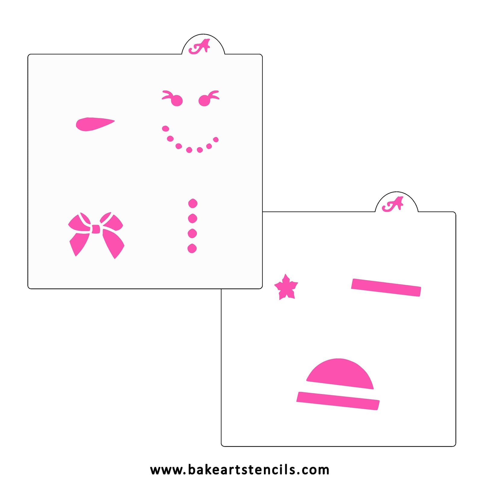 Stackable Snow Girl Cookie Stencil Set bakeartstencil