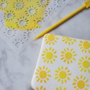 Sunny Sun Pattern Stencil bakeartstencil