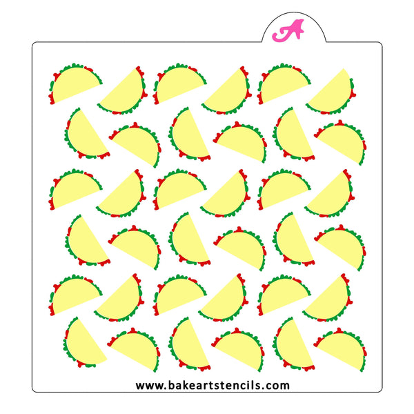 Tacos Pattern Cookie Stencil Set - bakeartstencils