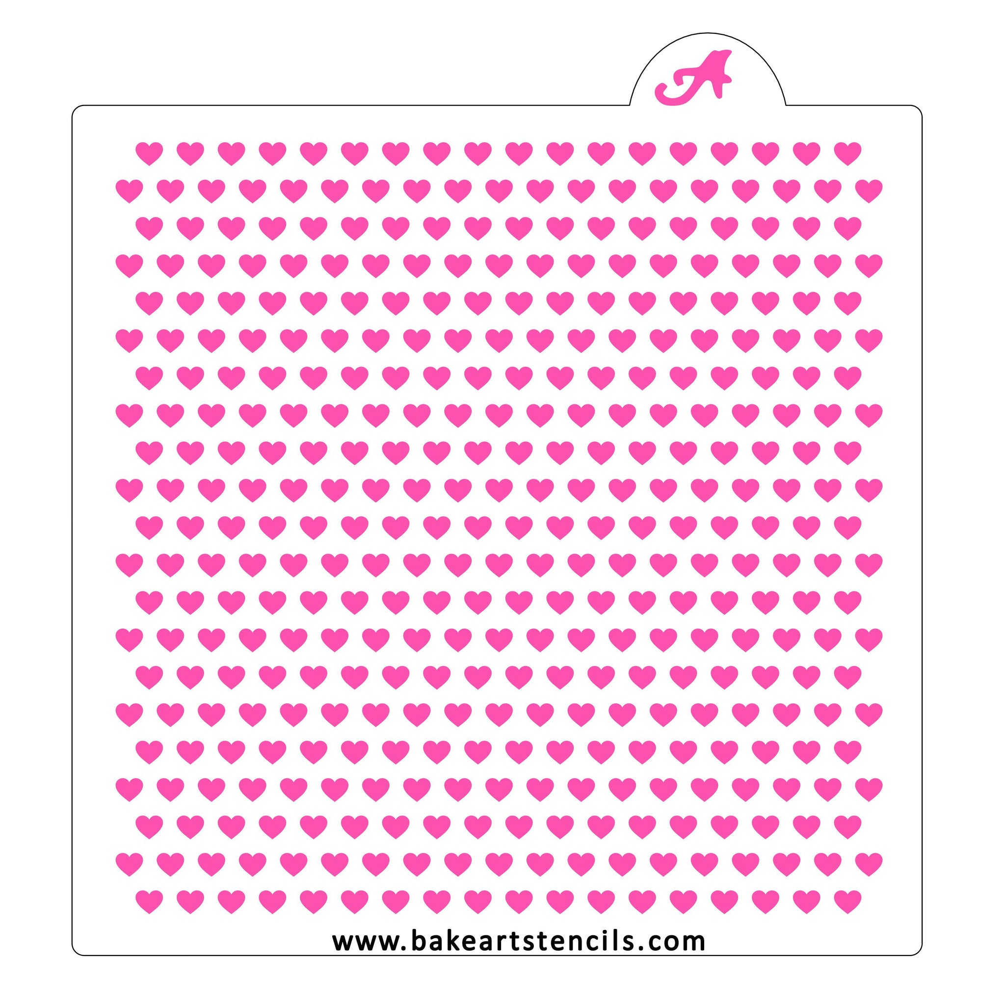 Small Hearts Pattern Cookie Stencil - bakeartstencils