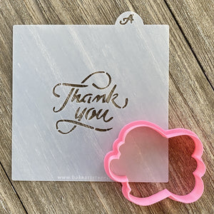 Thank You Cookie Stencil with Cutter bakeartstencil