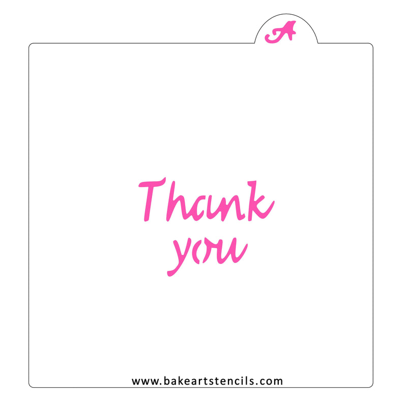 Thank You Script Stencil - bakeartstencils