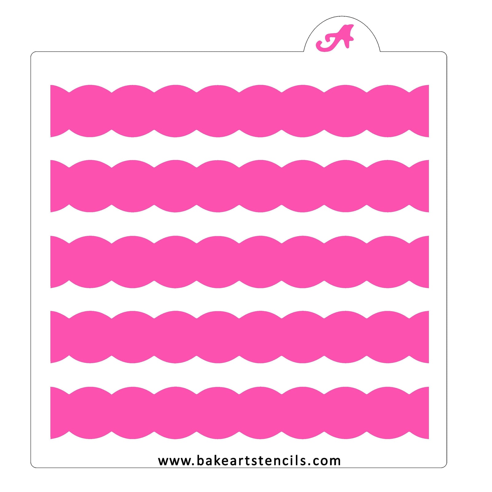 Thick Scalloped Stripes Stencil bakeartstencil