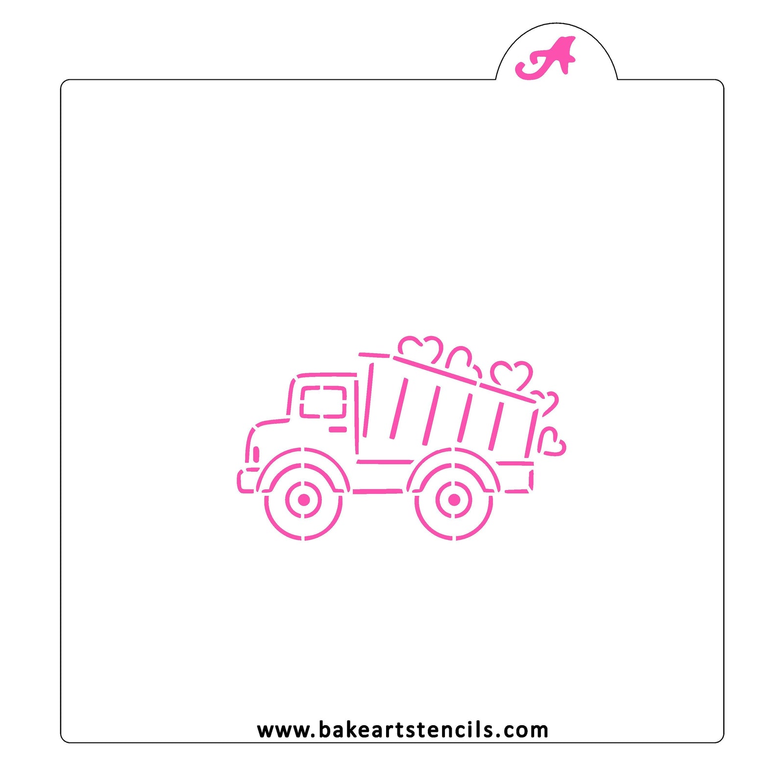 Truck of Hearts PYO Cookie Stencil bakeartstencil