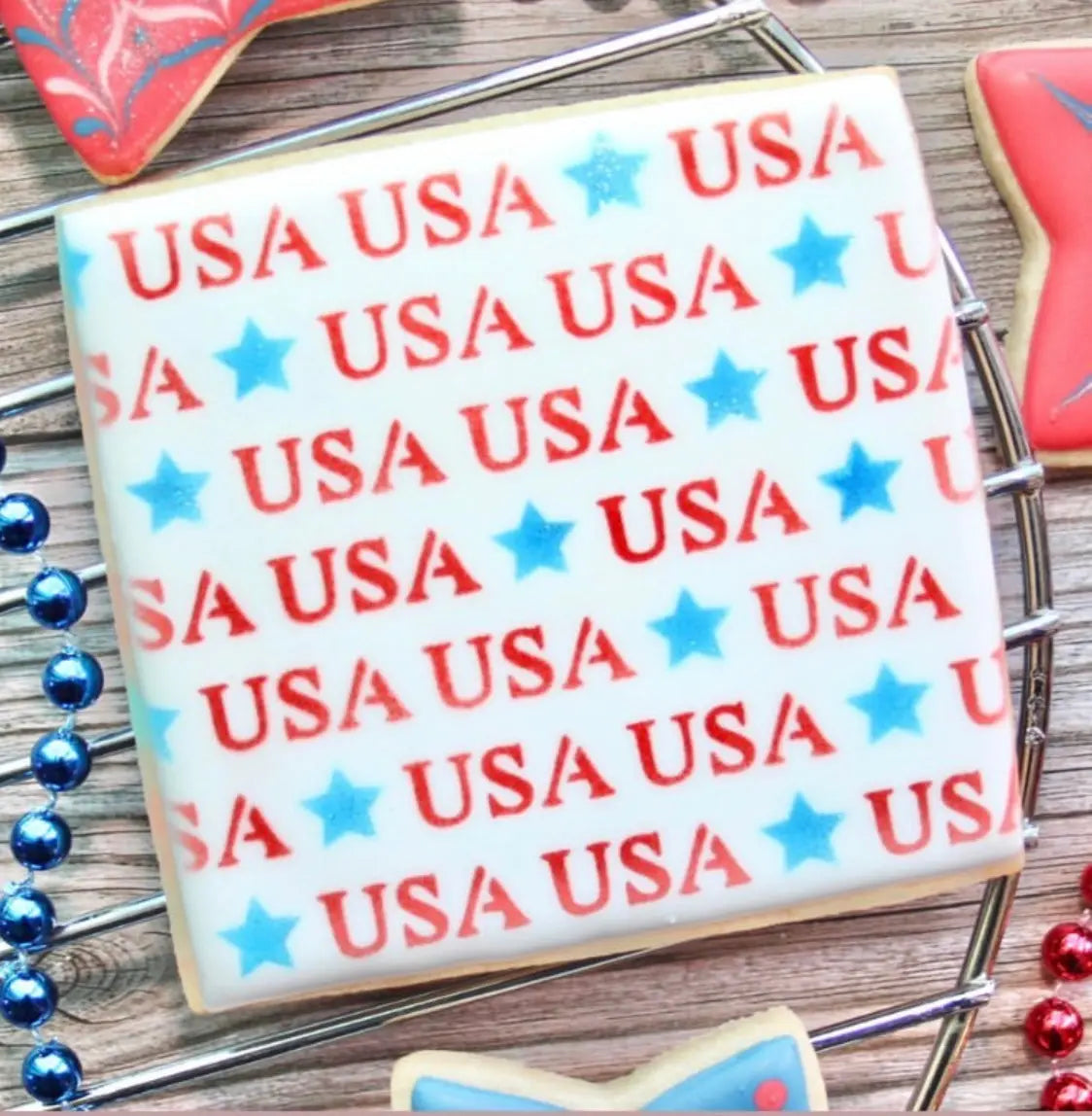 USA Stars Pattern Cookie Stencil bakeartstencil