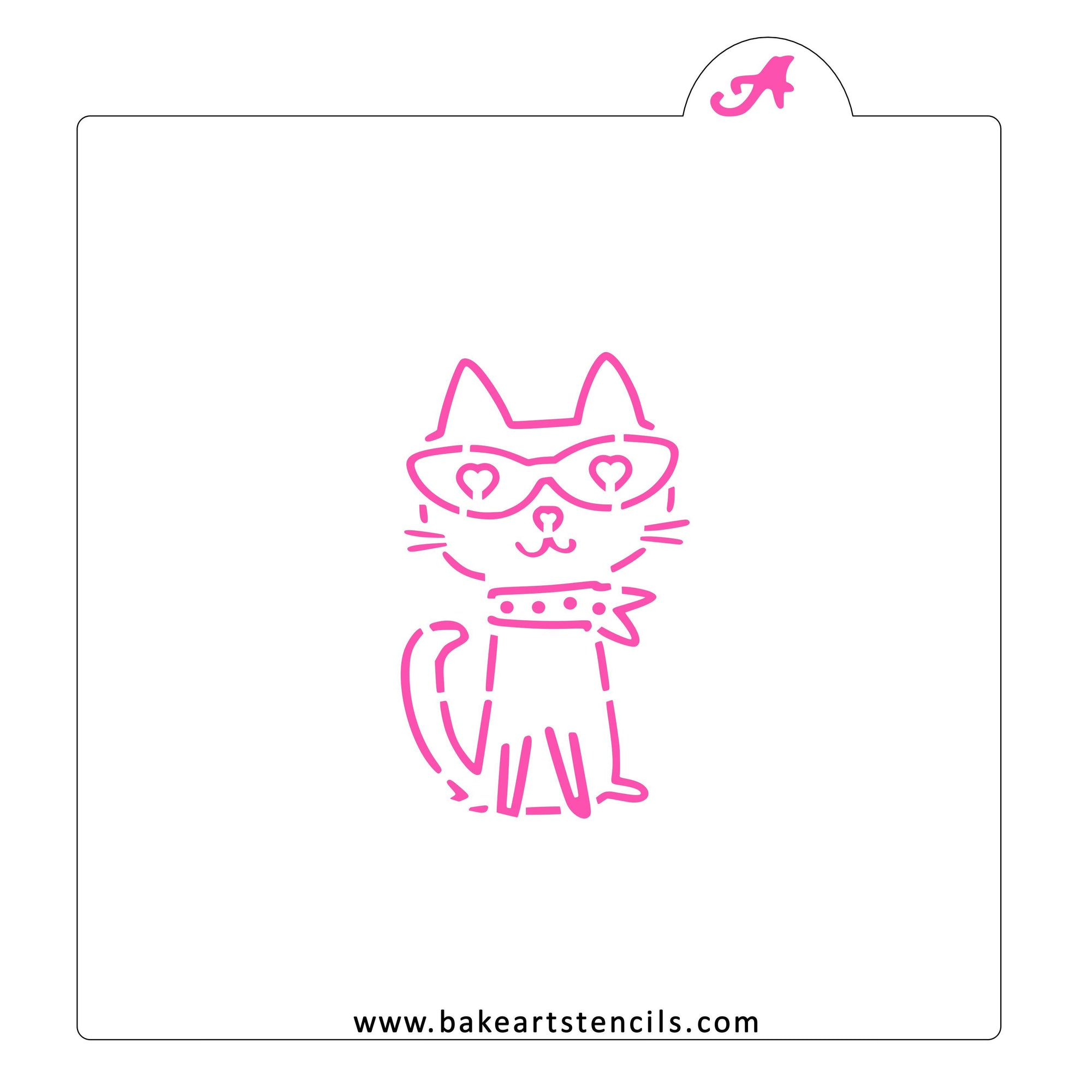 Valentine Cat PYO Cookie Stencil bakeartstencil