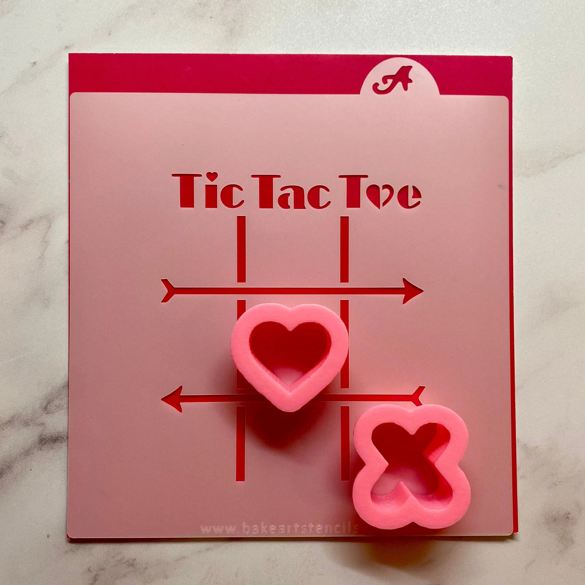 Valentines Tic Tac Toe Cookie Decorating Set bakeartstencil