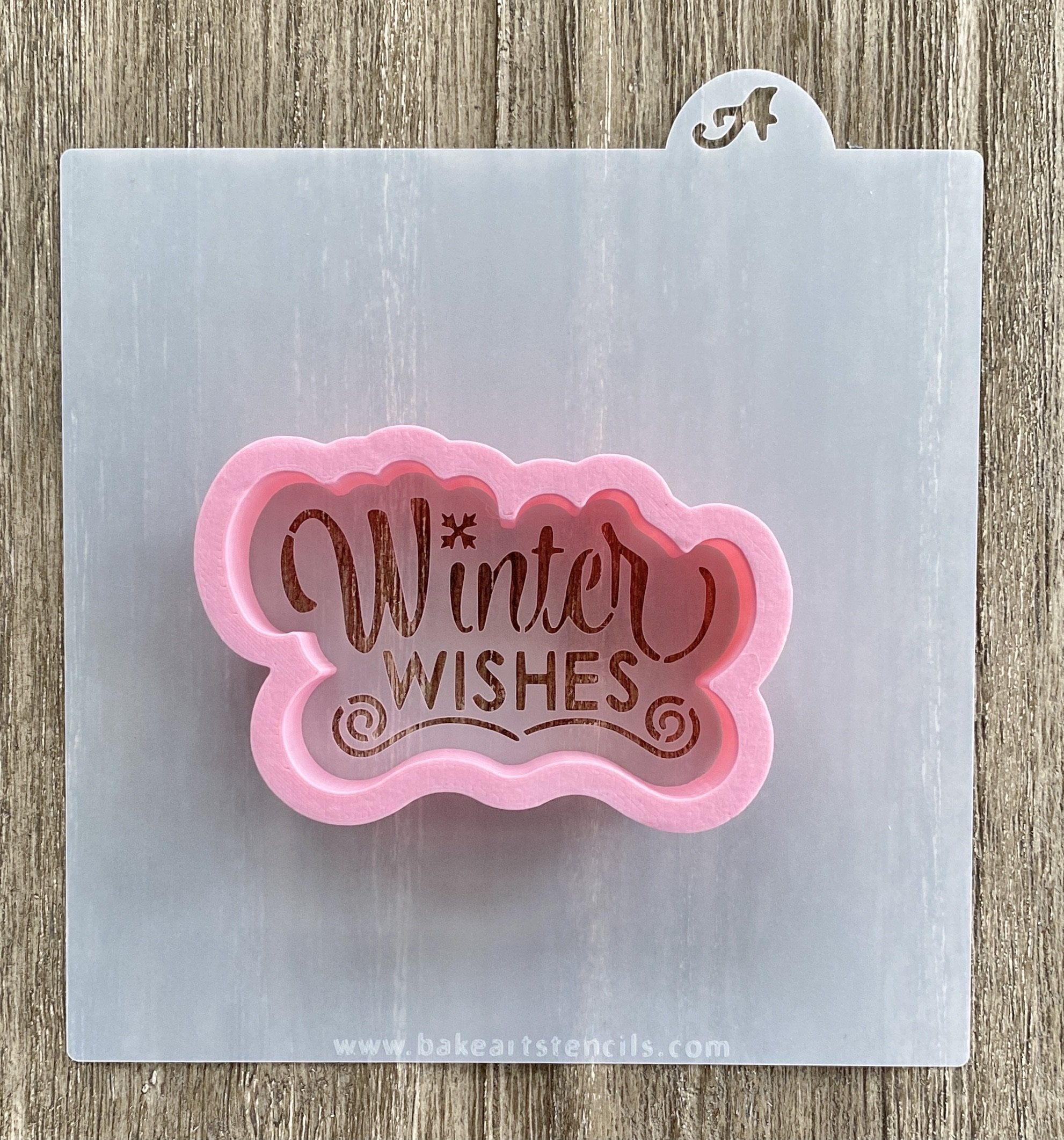 Winter Wishes Cookie Stencil with Cutter bakeartstencil