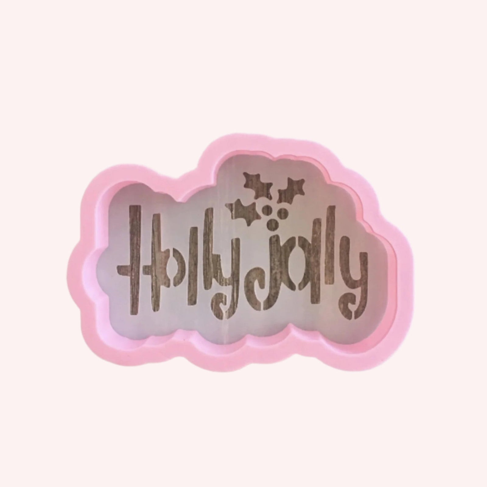 Holly Jolly Cookie Stencil with Matching Cookie Cutter, 2 piece Set for decorating Christmas Cookies.