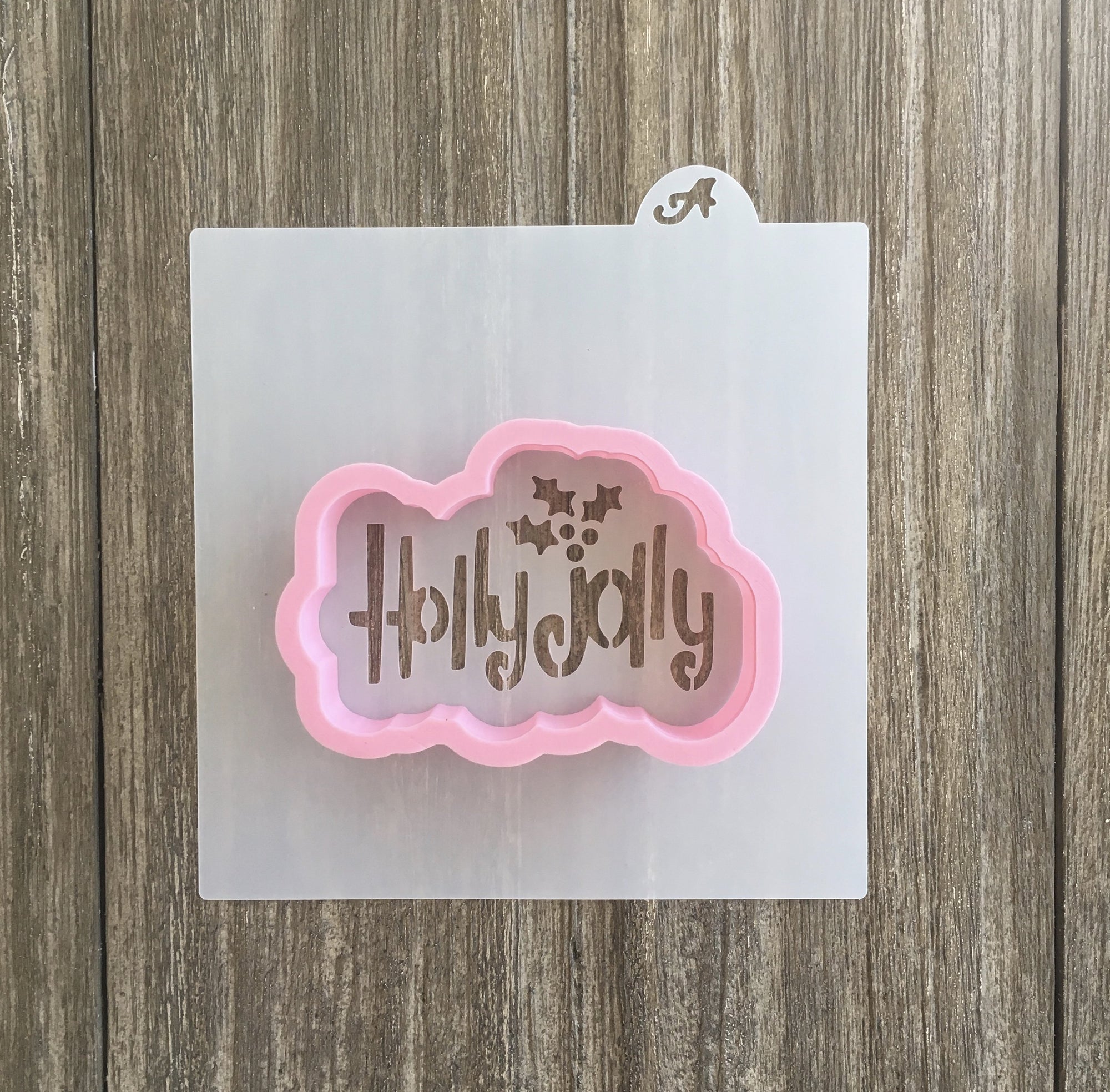 Holly Jolly Cookie Stencil with Matching Cookie Cutter 